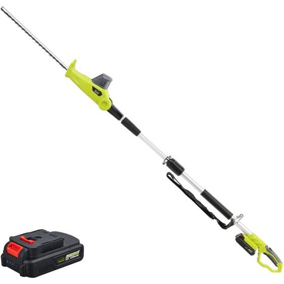 Dewinner - Taille-Haies sur Perche sans Fil téléscopique Electrique Pole 20V 2.0Ah, (Longueur: 45cm, Capacité: 16mm), avec 1 Batterie Chargeur, Pole
