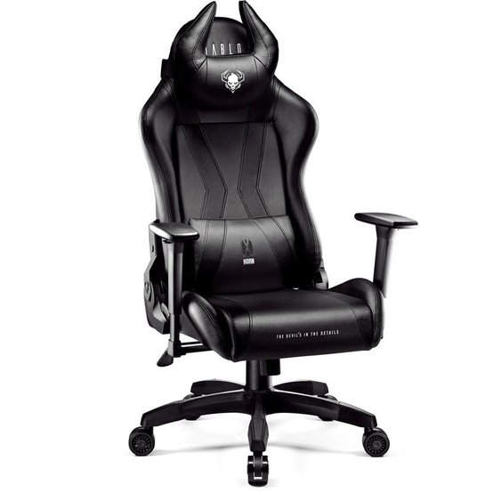 Diablo X-Horn Gaming Chair Office Chair 3D Armrests Ergonomic Design Neck/Lumbar Cushion Imitation Leather Rocking Function, Color : Black, Size Normal