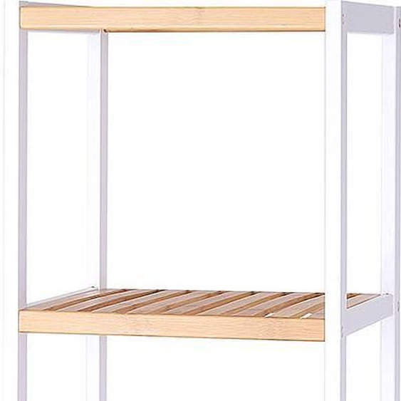 dibea Étagère en bambou, 5 étages, peu encombrante & robuste, étagère en bois durable avec pieds antidérapants, 33x33x146 cm, naturel/blanc