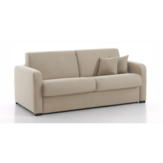 DIJON - Canapé convertible 3 places - Tissu tissé, Beige Microfibre