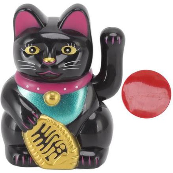 Décoration - DILWE - Chat Porte-Bonheur Solaire - Bras Qui Bouge - Plastique - 5,3x4,1 cm