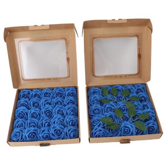 Dilwe Rose artificielle Roses artificielles décoratives réalistes, 50 pièces, fleurs de Simulation en deco pack Violet Bleu foncé
