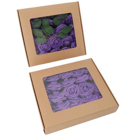 Dilwe Rose artificielle Roses artificielles décoratives réalistes, 50 pièces, fleurs de Simulation en deco pack Violet foncé
