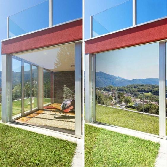 DIMEXACT - Film miroir total des 2 côtés vis-à-vis proche et lointain - argent - 75 cm x 10 m - en Rouleau