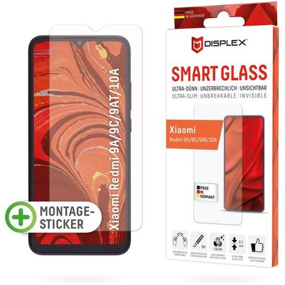 Displex Smart Glass 9H Verre trempé, film plastique Protection décran - 1 - pour smartphone LCD - Résistant à la casse, aux empreintes digitales, aux rayures, à la saleté