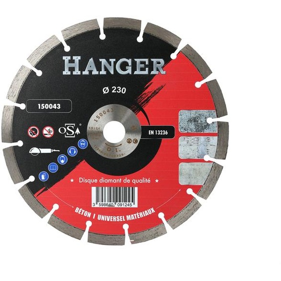 Disque diamant béton universel 230mm segment 10mm - HANGER - 150043