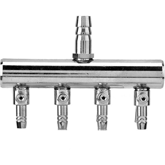Distributeur dair en acier inoxydable, 4 fois, 8mm sur 4mm pour aquarium, avec vanne de régulation du débit, 7.7cm