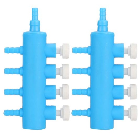 Distributeur dair pour aquarium, 2 pièces, adaptateur de pompe à oxygène, séparateur dair à 4 voies, plastique bleu et blanc pour aquarium