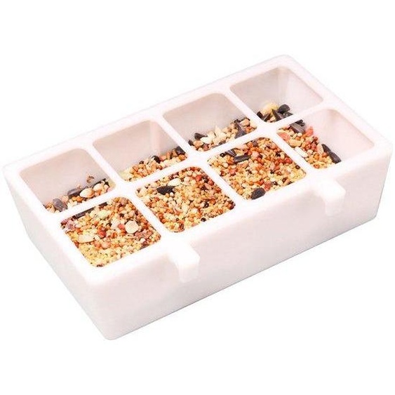 Distributeur de nourriture en plastique Benzoa® avec abreuvoir pour petits oiseaux, dimensions 16 x 8,9 x 4,4 cm – à fixer à la cage à oiseaux, idéal pour les canaris et les perruches