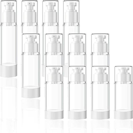 Distributeur de savon 12 pièces Flacon pompe Airless flacon de voyage, 15ml/30ml/50ml Convient pour la distribution de toniques,