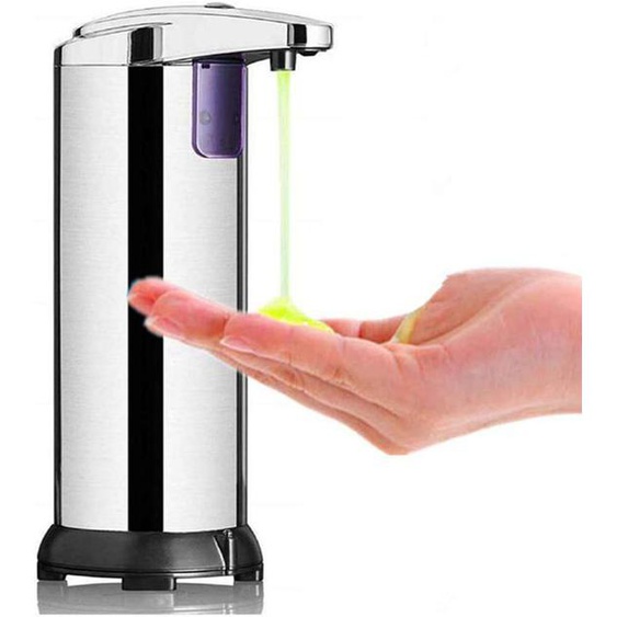 Distributeur de Savon Automatique en Acier Inoxydable avec Base Imperméable, Capteur de Mouvement Infrarouge et Commutateur