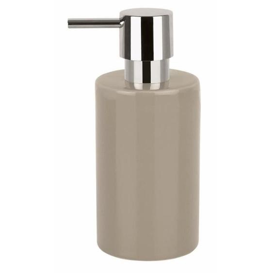 Distributeur de savon en Grès - TUBE - 16x7x7 cm - Marron taupe