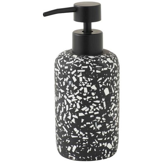 Distributeur de savon en polyrésine noir et blanc Terrazzo