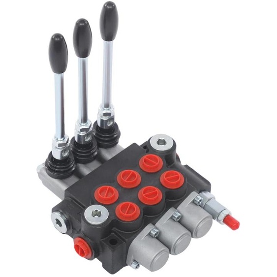 Distributeur hydraulique - Monobloc à 3 voies - Manuel - 40 l/min - Surpression réglable de 5 à 31,5 MPa - BSPP 1,27 cm - Noir