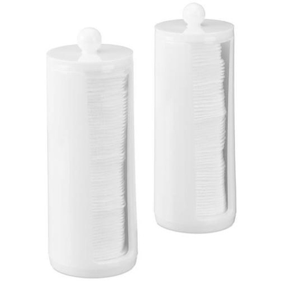 Relaxdays Distributeur rond coton démaquillant, Boite coton, Range coton, Organiseur couvercle Set de 2, 20x7 cm
