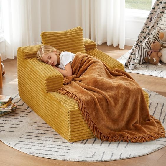 Divan, canapé convertible, fauteuil relax, tissu, ressorts ensachés, mousse, rembourrage, fauteuil inclinable, gain de place, pas dassemblage requis, couleur jaune