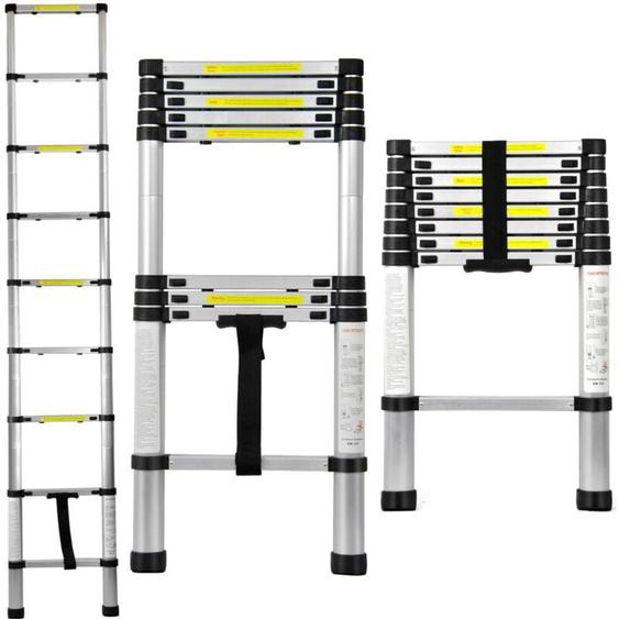 Varan Motors - DLT208B Echelle télescopique en aluminium, hauteur de 2.60m, 9 échelons