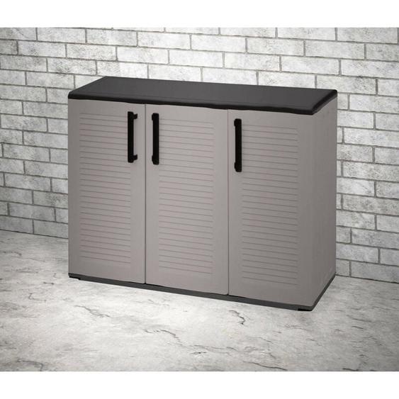 Dmora - Armoire polyvalente extérieure ou intérieure, plateau mobile 3 portes et 1 étagère de polypropylène, 100% Made in Italy, 102x37h84 cm,