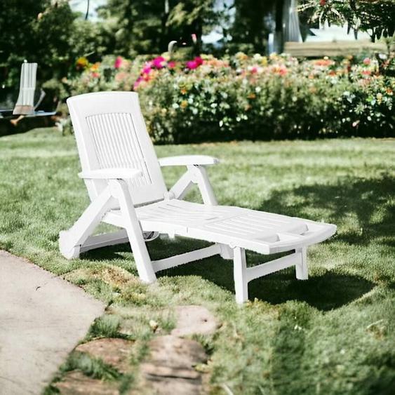 Dmora - Bain de soleil Adam 195x72xh101 cm Blanc Polypropylène
