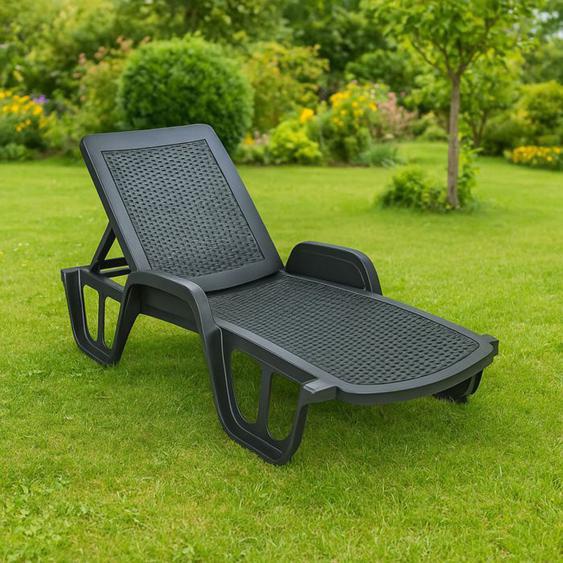 Dmora - Chaise longue Milano 192x71h100 cm Anthracite Polypropylène