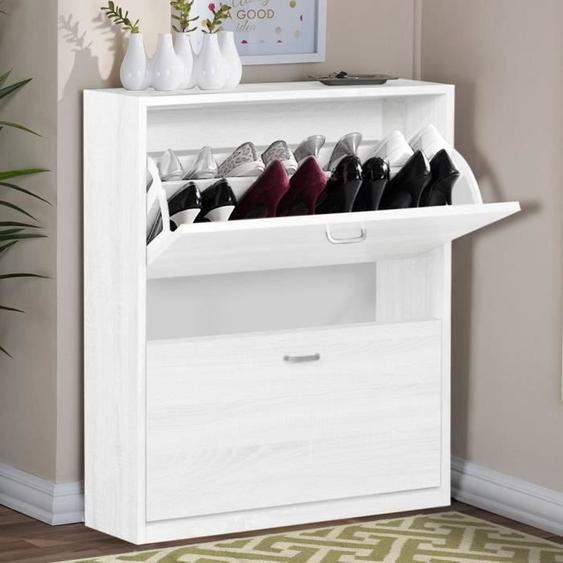 Dmora Meuble à chaussures avec 2 portes effet bois chêne