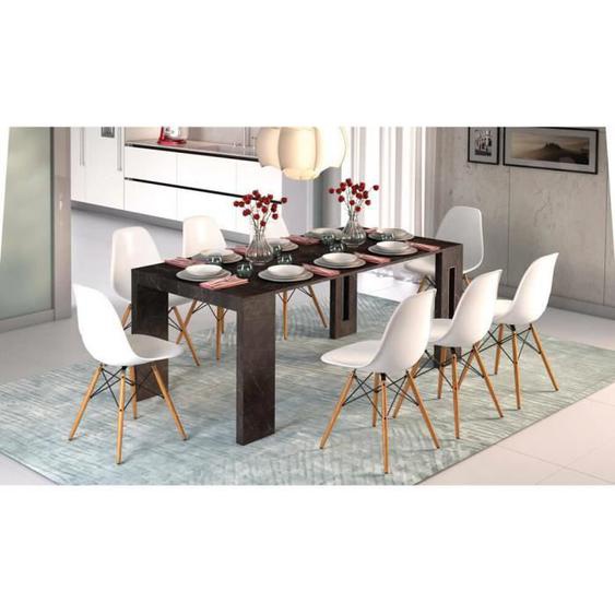 Dmora - Table extensible Glicine, Table à manger extensible, Console polyvalente avec extensions, 186x80h76 cm, Marbre noir