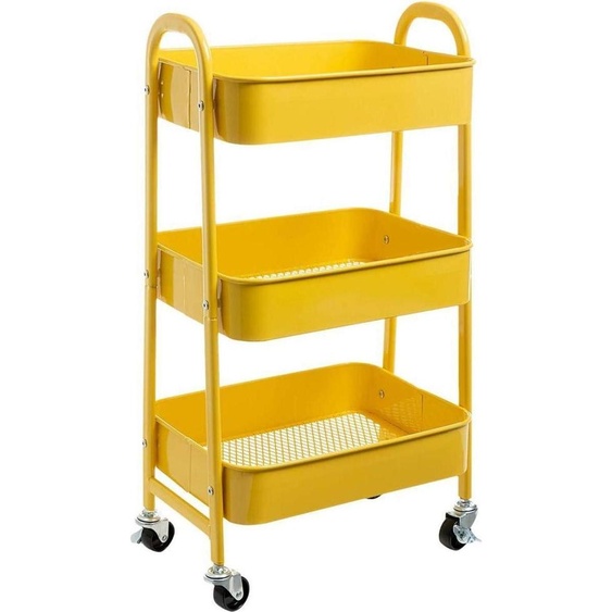 DOEWORKS Chariot de rangement 3 niveaux Métal Jaune