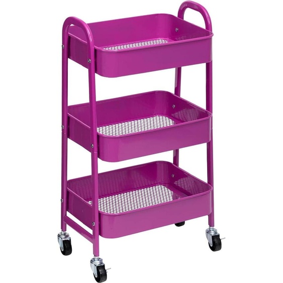DOEWORKS Chariot métallique 3 plateaux violet foncé