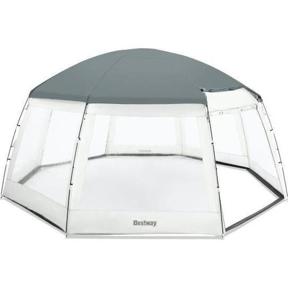 Dôme de Piscine Octogonal Bestway, 600 x 600 x 295 cm, Gris, Anti-UV UPF 50, Pour Piscines Jusquà 4.88m