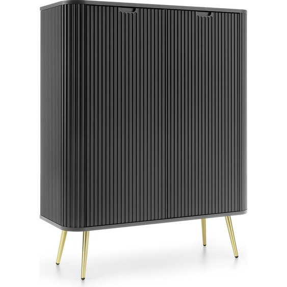 DomoHome Commode haute ZOVA avec 6 étagères, rainures décoratives & pieds métalliques Meubles Poignées élégantes A monter soi-même Pieds métalliques Couleur : Or, 103/129/39cm, Couleur : Cashmere Beige