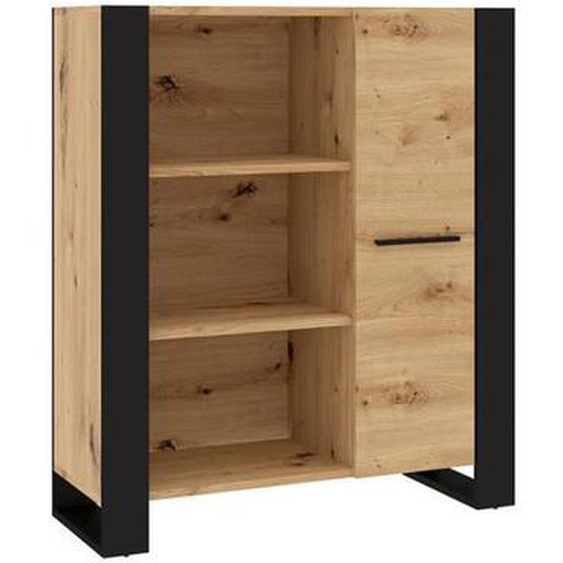 Donnely - buffet haut - bois et noir - 110 cm - Bois / Noir