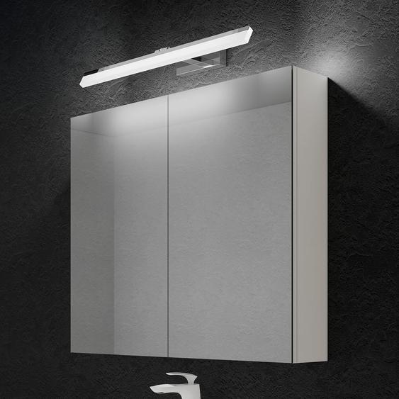 doporro Armoire Murale Salle de Bains avec Miroir et Lampe Luxaris Blanc Placard de Rangement Étagères Réglable Blanc Mat en Bois Armoire de Toilette 3 Portes 80x15x70 cm Spiegelschrank 02