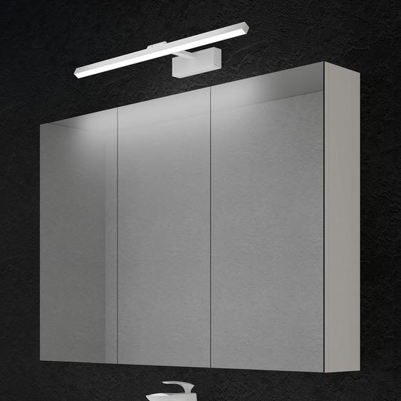 doporro Armoire Murale Salle de Bains avec Miroir et Lampe Luxaris Chromé Placard de Rangement Étagères Réglable Blanc Mat en Bois Armoire de Toilette 3 Portes 120x15x70 cm Spiegelschrank 02