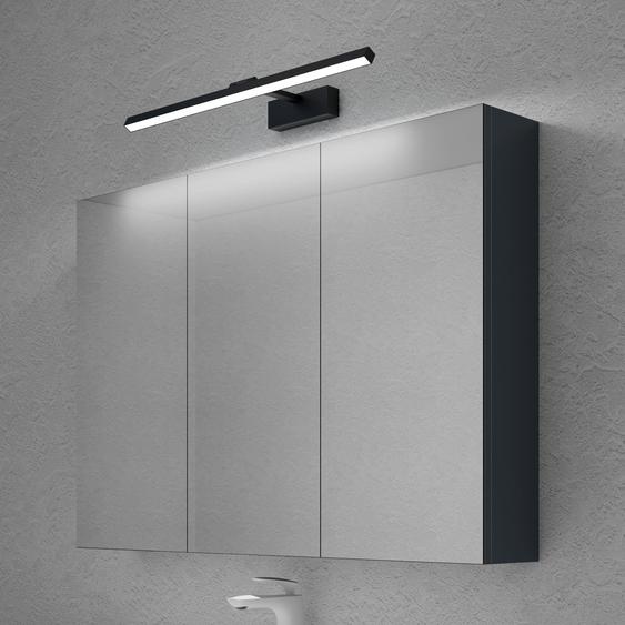 doporro Armoire Murale Salle de Bains avec Miroir et Lampe Luxaris Noir Placard de Rangement Étagères Réglable Anthracite Mat en Bois Armoire de Toilette 3 Portes 120x15x70 cm Spiegelschrank 02