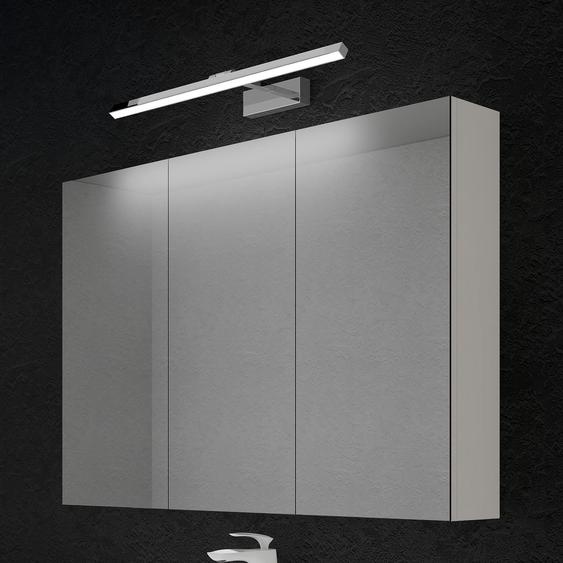 doporro Armoire Murale Salle de Bains avec Miroir et Lampe Strahlenschön Blanc Placard de Rangement Étagères Réglable Blanc Mat en Bois Armoire de Toilette 3 Portes 100x15x70 cm Spiegelschrank 02