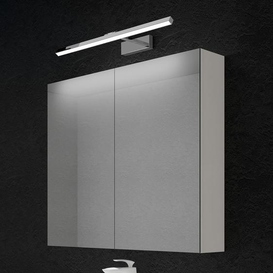 doporro Armoire Murale Salle de Bains avec Miroir et Lampe Strahlenschön Blanc Placard de Rangement Étagères Réglable Blanc Mat en Bois Armoire de Toilette 3 Portes 80x15x70 cm Spiegelschrank 02