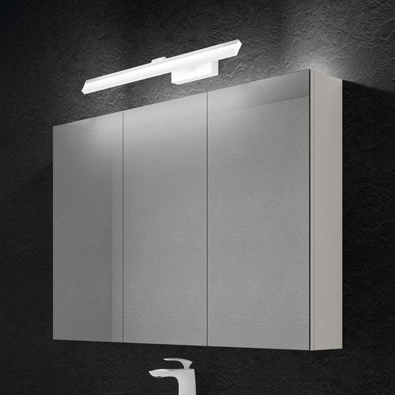 doporro Armoire Murale Salle de Bains avec Miroir et Lampe Strahlenschön Chromé Placard de Rangement Étagères Réglable Blanc Mat en Bois Armoire de Toilette 3 Portes 100x15x70 cm Spiegelschrank 02