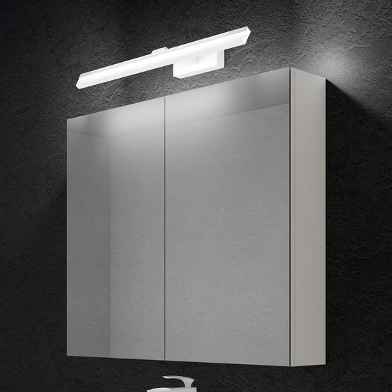 doporro Armoire Murale Salle de Bains avec Miroir et Lampe Strahlenschön Chromé Placard de Rangement Étagères Réglable Blanc Mat en Bois Armoire de Toilette 3 Portes 80x15x70 cm Spiegelschrank 02