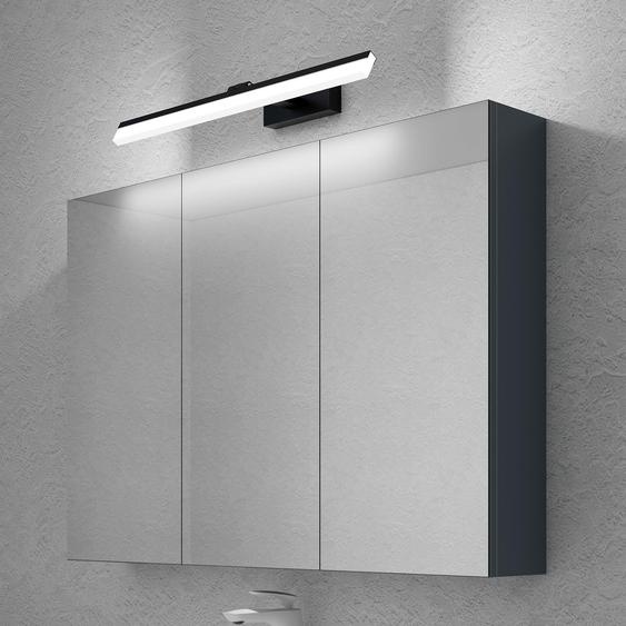 doporro Armoire Murale Salle de Bains avec Miroir et Lampe Strahlenschön Noir Placard de Rangement Étagères Réglable Anthracite Mat en Bois Armoire de Toilette 3 Portes 100x15x70 cm Spiegelschrank 02