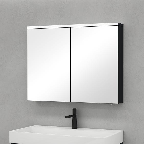 doporro Armoire Murale Salle de Bains avec Miroir LED Placard de Rangement Étagères Réglable Blanc Mat en Bois Armoire de Toilette 1 Porte 50x15x70 cm Spiegelschrank 03