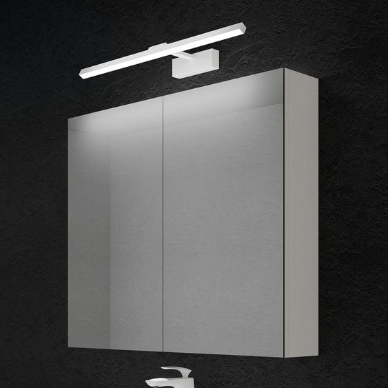 doporro Armoire Murale Salle de Bains avec Miroir Placard de Rangement Étagères Réglable Blanc Mat en Bois Armoire de Toilette 3 Portes 100x15x70 cm Spiegelschrank 02