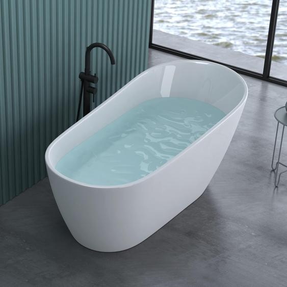doporro Baignoire îlot Ovale pour Salle de Bain 170cm Blanc Vicenza528OA Acrylique avec Bonde et trop plein 170x80x72cm