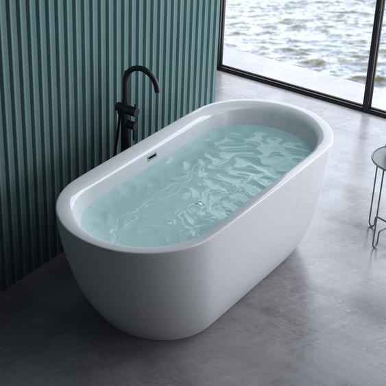 doporro Baignoire îlot Ovale pour Salle de Bain avec trop plein 180cm Blanc Vicenza507 Acrylique 180x65x60cm