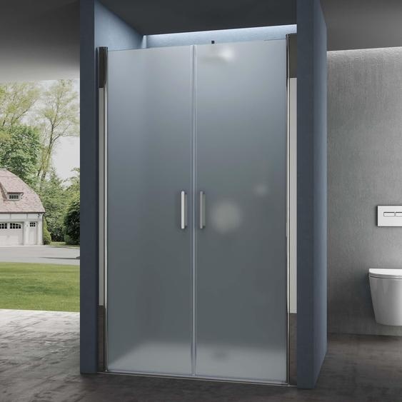 doporro Double Portes de Douche à Litalienne Opaque 140x195cm Parois Autolevantes Pivotantes Teramo24VS avec Traitement NANO Anti-calaire