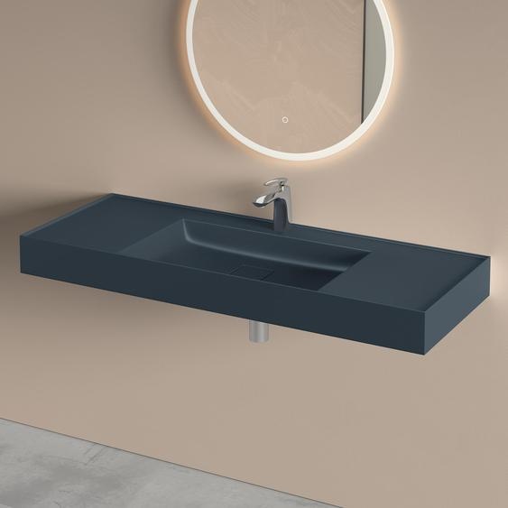 doporro Lavabo Suspendu avec Bonde Vasque à Poser Gris Noir Mat 120x46x12cm Lave Mains Rectangulaire avec Perçage de Robinet Colossum630