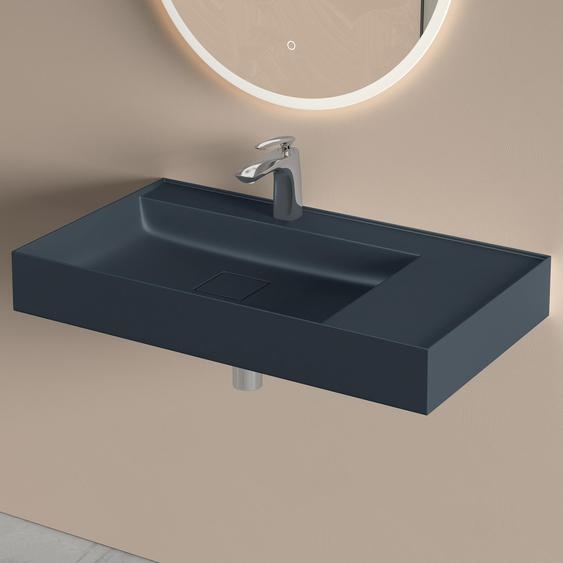 doporro Lavabo Suspendu avec Bonde Vasque à Poser Gris Noir Mat 90x46x12cm Lave Mains Rectangulaire avec Perçage de Robinet Colossum630
