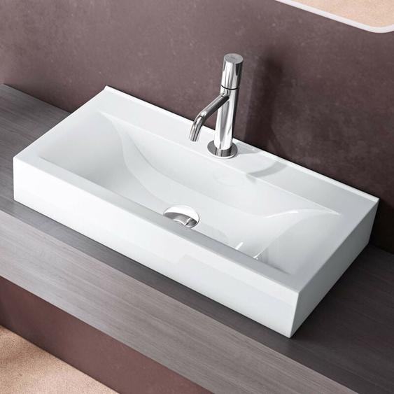 Doporro - Lavabo Vasque à Poser ou Monter au Mur Lave Mains Suspendu Design Bruxelles118g 62x32x11cm Blanc
