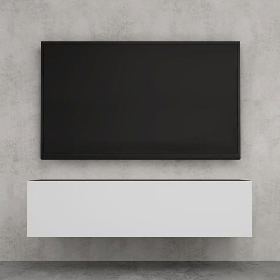 doporro Meuble TV Bas 120cm Armoire TV Gris Noir Mat + Blanc Mat Table de Télévision Salon avec Porte Meuble TV Suspendu MBTV02