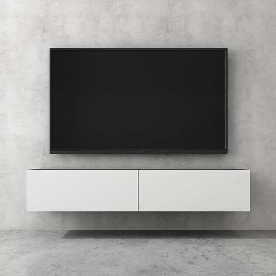doporro Meuble TV Bas 160cm Armoire TV Gris Noir Mat + Blanc Mat Table de Télévision Salon avec Portes Meuble TV Suspendu MBTV02
