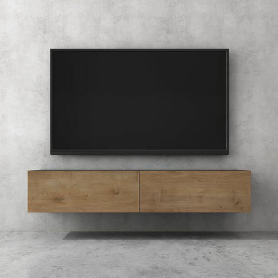doporro Meuble TV Bas 160cm Armoire TV Gris Noir Mat + Marron Clair Table de Télévision Salon avec Portes Meuble TV Suspendu MBTV02